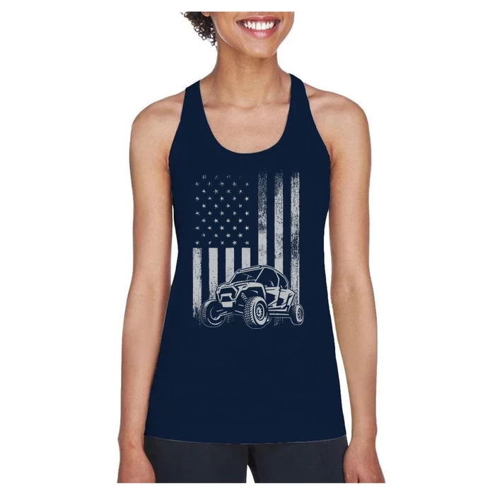 American Flag Utv Side By Side Sxs Off Road 4th Of July Women's Racerback Tank