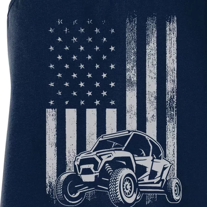 American Flag Utv Side By Side Sxs Off Road 4th Of July Women's Racerback Tank