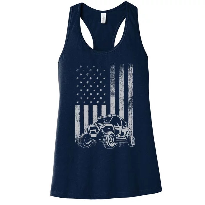 American Flag Utv Side By Side Sxs Off Road 4th Of July Women's Racerback Tank