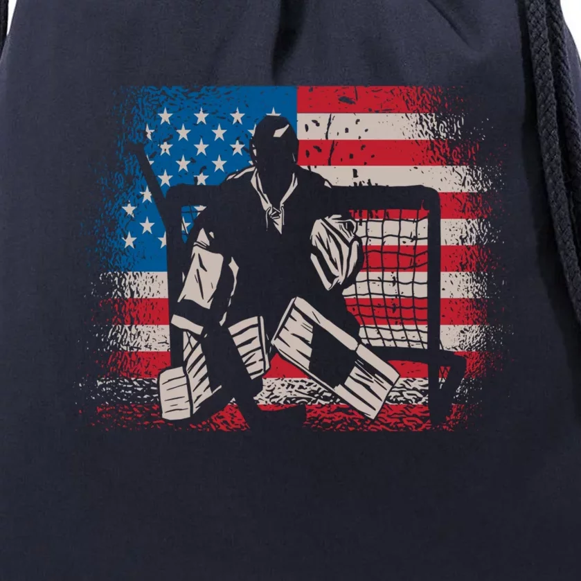 American Flag Usa Ice Hockey Design For Ice Hockey Players Gift Drawstring Bag