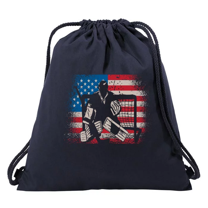 American Flag Usa Ice Hockey Design For Ice Hockey Players Gift Drawstring Bag