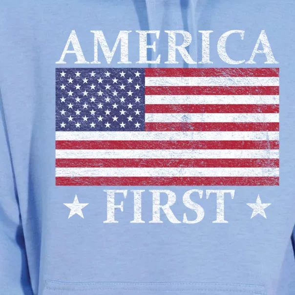 America First Usa American Flag Patriot Stars And Stripes Cute Gift Unisex Surf Hoodie