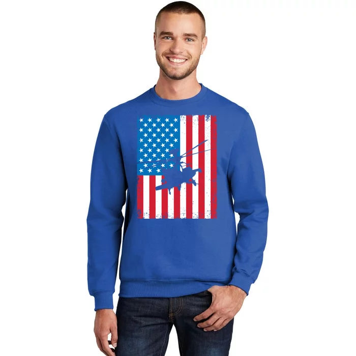 American Flag Usa Chopper Patriotic Veteran's Day Soldier Gift Tall Sweatshirt