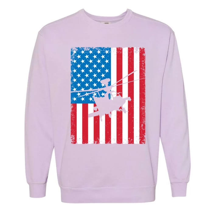 American Flag Usa Chopper Patriotic Veteran's Day Soldier Gift Garment-Dyed Sweatshirt