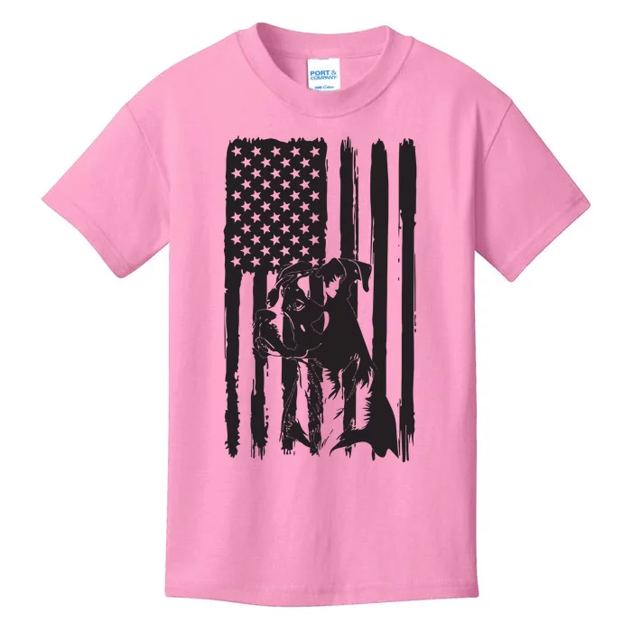 American Flag USA Patriot Boxer Dog Dad Kids T-Shirt