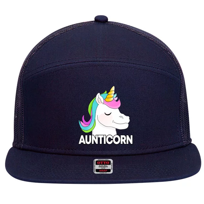 Aunticorn Funny Unicorn Aunty Family Cute Gift 7 Panel Mesh Trucker Snapback Hat