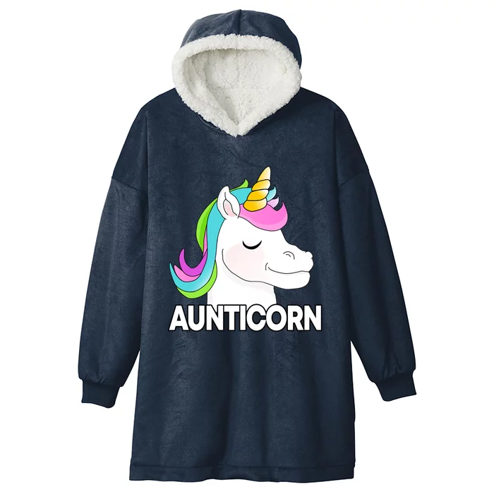 Aunticorn Funny Unicorn Aunty Family Cute Gift Hooded Wearable Blanket