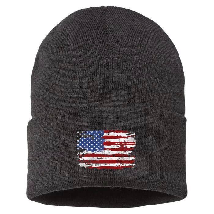 American Flag USA United States Of America US 4th of July Sustainable Knit Beanie