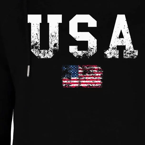 American Flag USA United States Of America US 4th of July Womens Funnel Neck Pullover Hood