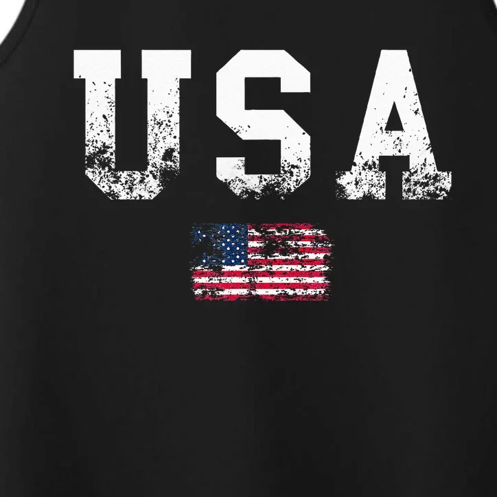 American Flag USA United States Of America US 4th of July Performance Tank