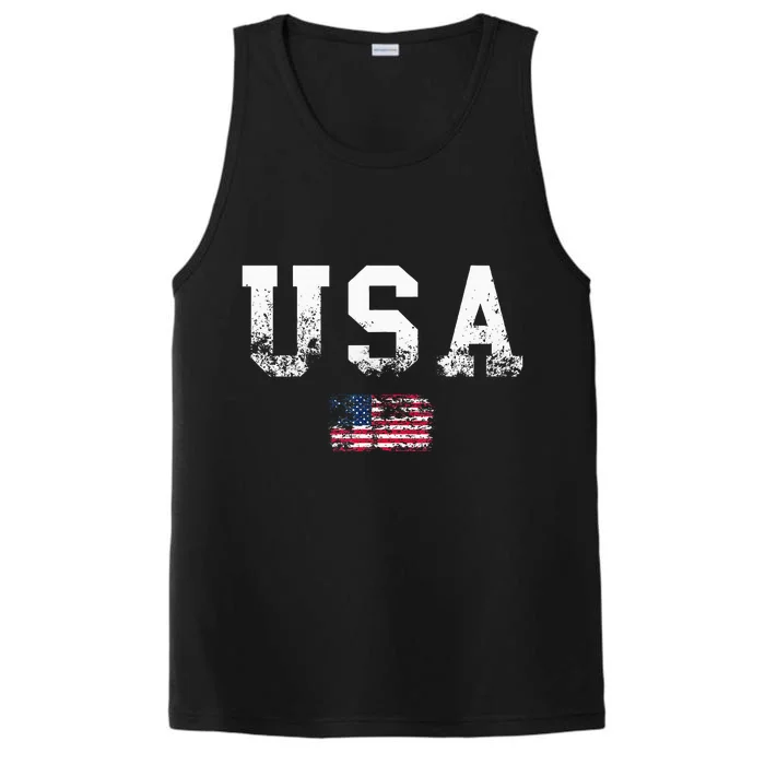 American Flag USA United States Of America US 4th of July Performance Tank