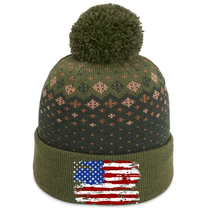 American Flag Usa United States Of America Us 4th Of July The Baniff Cuffed Pom Beanie