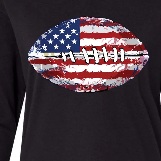 American Football Usa Flag Womens Cotton Relaxed Long Sleeve T-Shirt