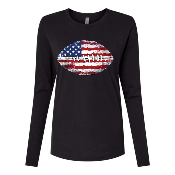 American Football Usa Flag Womens Cotton Relaxed Long Sleeve T-Shirt