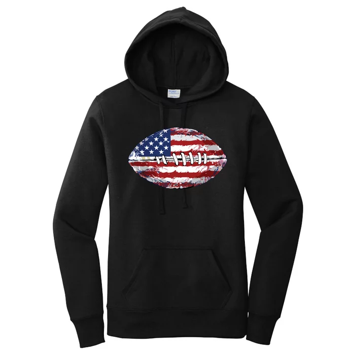 American Football Usa Flag Women's Pullover Hoodie