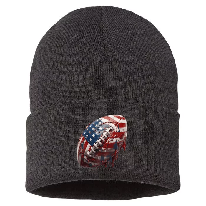 American Football Us Flag Sustainable Knit Beanie