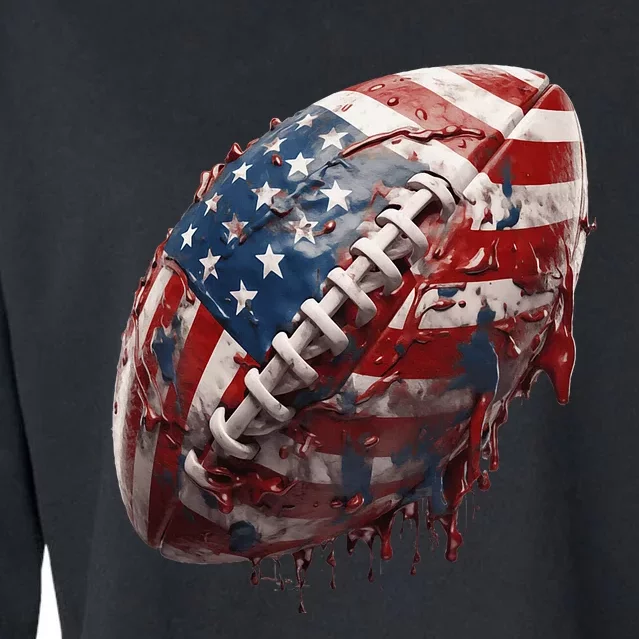 American Football Us Flag Cropped Pullover Crew