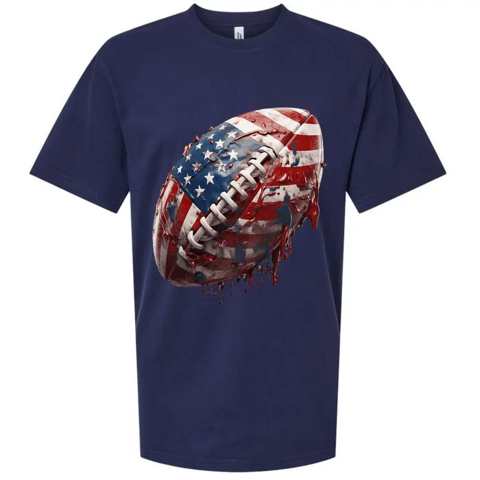 American Football Us Flag Sueded Cloud Jersey T-Shirt