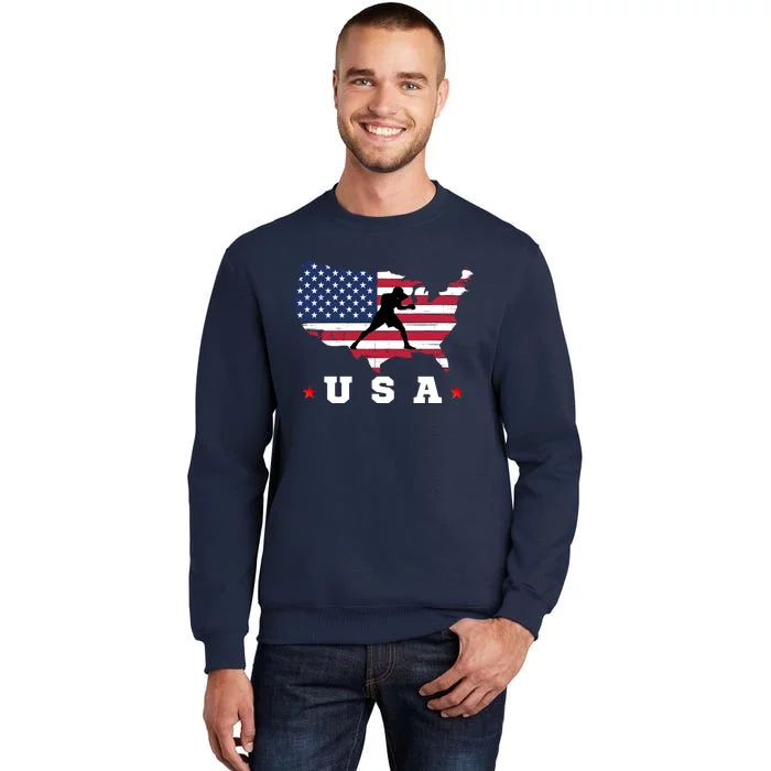 American Flag USA Patriotic Sports American Flag Boxing Tall Sweatshirt