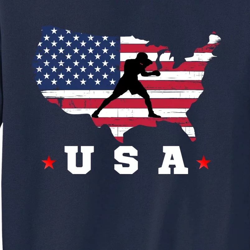 American Flag USA Patriotic Sports American Flag Boxing Tall Sweatshirt