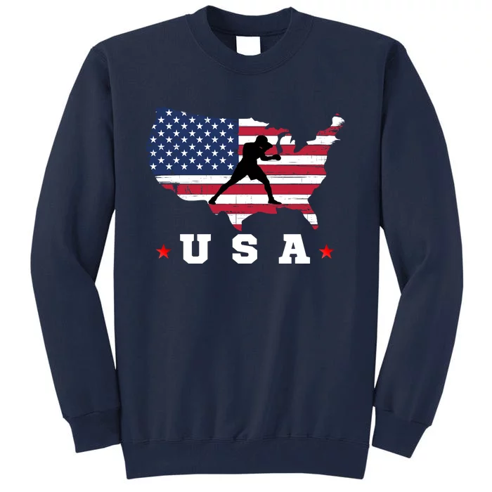 American Flag USA Patriotic Sports American Flag Boxing Tall Sweatshirt