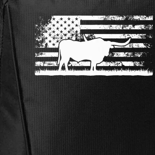 American Flag Usa Texas Longhorn Cow For Cattle Farmer City Backpack