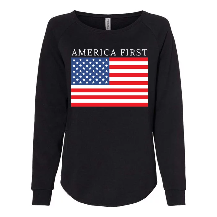 America First USA Flag Womens California Wash Sweatshirt