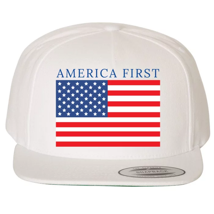 America First USA Flag Wool Snapback Cap