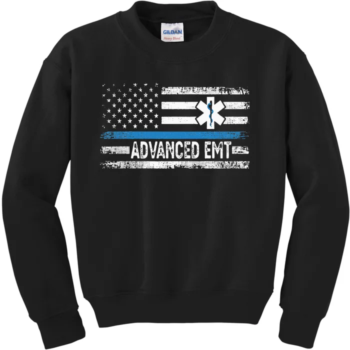 American Flag USA Advanced EMT AEMT Medical Technician Kids Sweatshirt