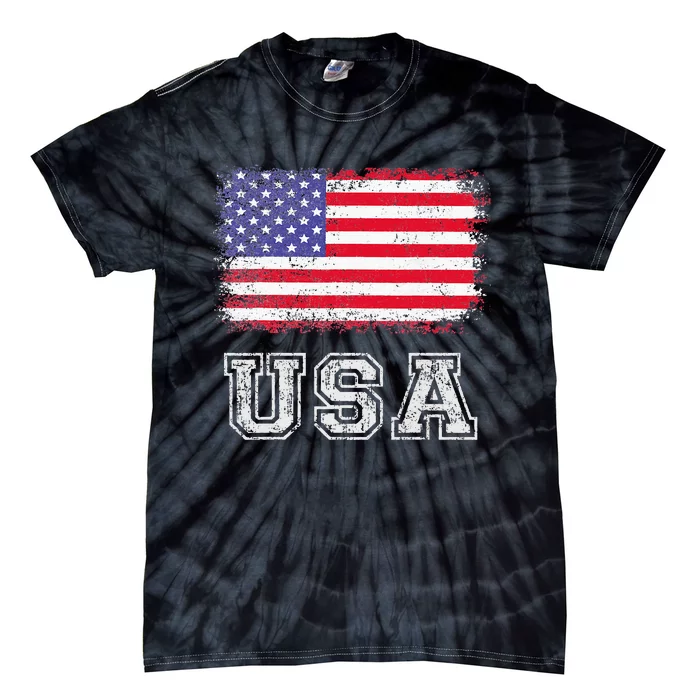 American Flag United States US Patriotic Tie-Dye T-Shirt