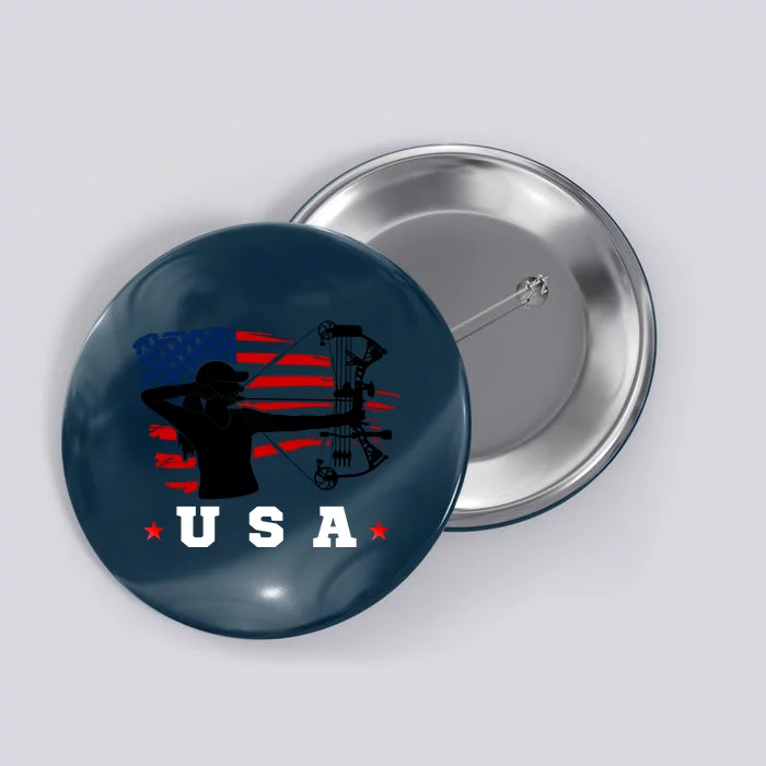 American Flag USA, Patriotic Sports, American Flag Archery Button