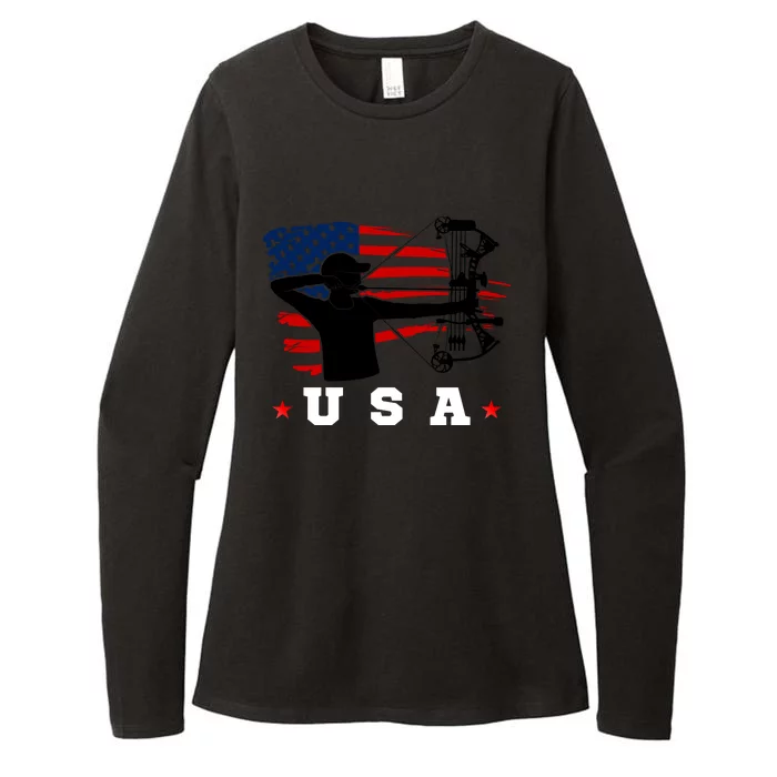 American Flag USA, Patriotic Sports, American Flag Archery, Patriotic Sports Womens CVC Long Sleeve Shirt