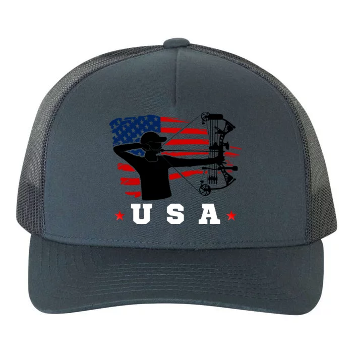 American Flag USA, Patriotic Sports, American Flag Archery, Patriotic Sports Yupoong Adult 5-Panel Trucker Hat