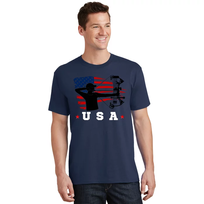 American Flag USA, Patriotic Sports, American Flag Archery, Patriotic Sports T-Shirt