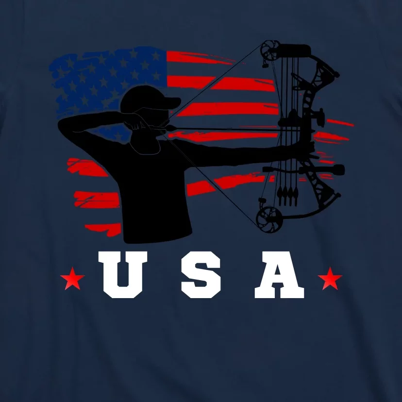 American Flag USA, Patriotic Sports, American Flag Archery, Patriotic Sports T-Shirt