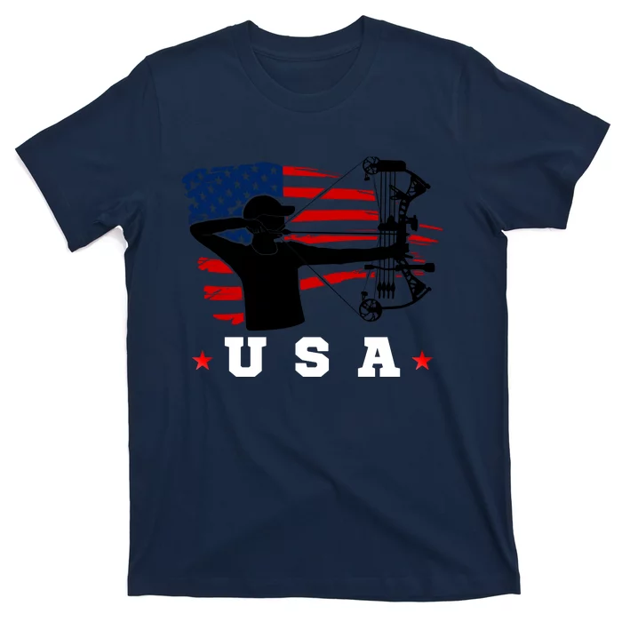 American Flag USA, Patriotic Sports, American Flag Archery, Patriotic Sports T-Shirt