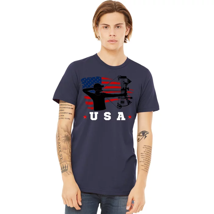 American Flag USA, Patriotic Sports, American Flag Archery, Patriotic Sports Premium T-Shirt