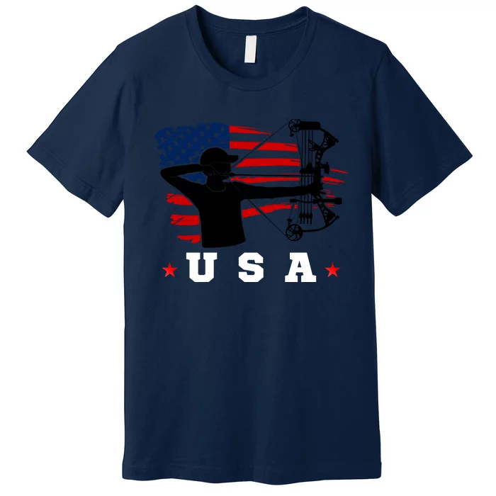 American Flag USA, Patriotic Sports, American Flag Archery, Patriotic Sports Premium T-Shirt