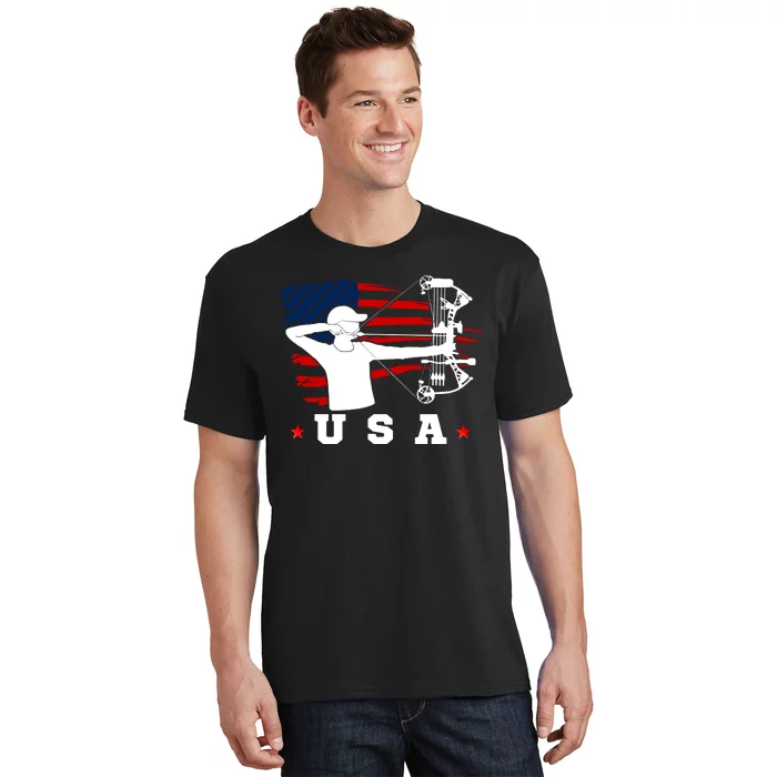 American Flag USA, Patriotic Sports, American Flag Archery, USA Archery T-Shirt