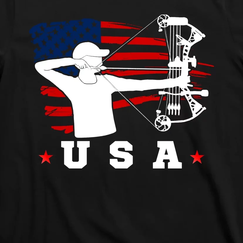 American Flag USA, Patriotic Sports, American Flag Archery, USA Archery T-Shirt