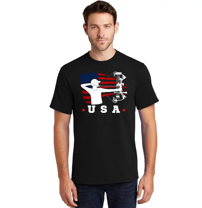 American Flag USA, Patriotic Sports, American Flag Archery, USA Archery Tall T-Shirt