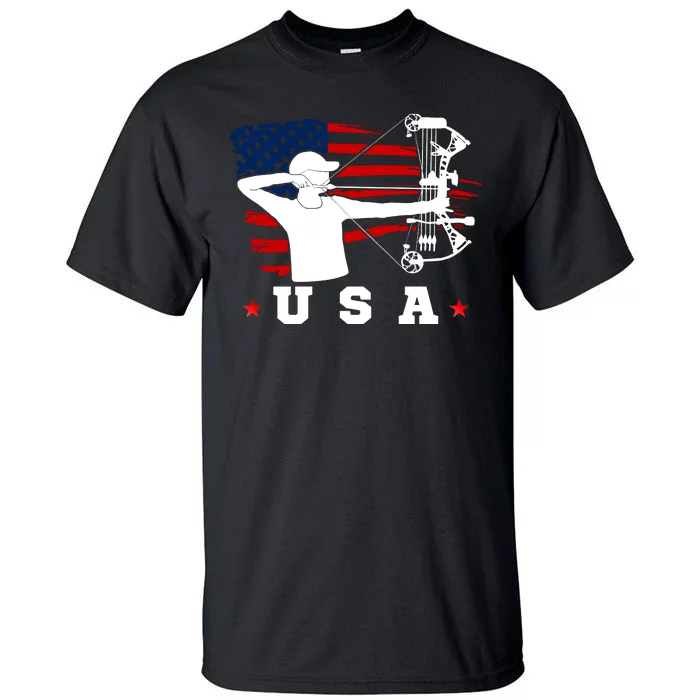 American Flag USA, Patriotic Sports, American Flag Archery, USA Archery Tall T-Shirt