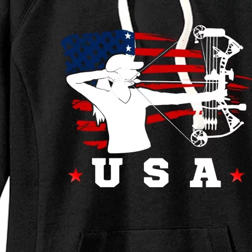 American Flag USA, Patriotic Sports, American Flag Archery, Cute Archery Women's Fleece Hoodie