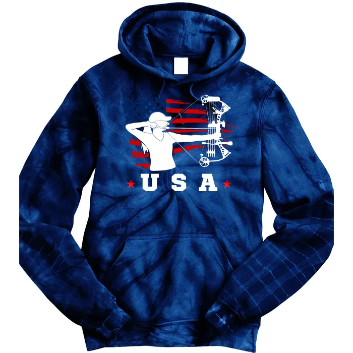 American Flag USA, Patriotic Sports, American Flag Archery, Cute Archery Tie Dye Hoodie