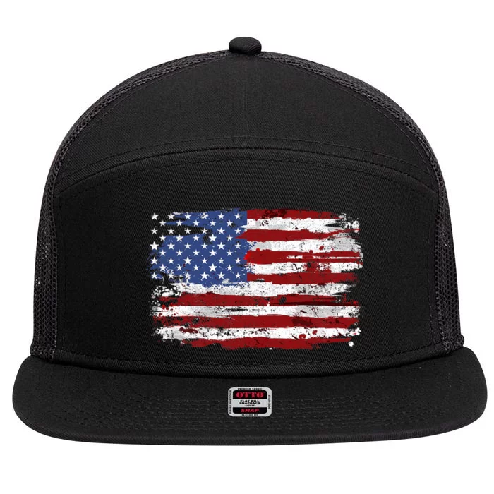 American Flag Usa United States Of America Us 4th Of July 7 Panel Mesh Trucker Snapback Hat