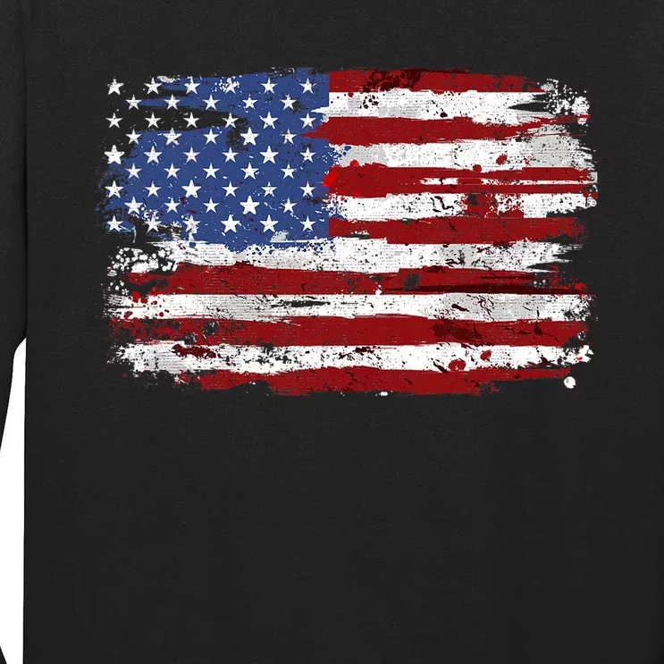 American Flag Usa United States Of America Us 4th Of July Tall Long Sleeve T-Shirt