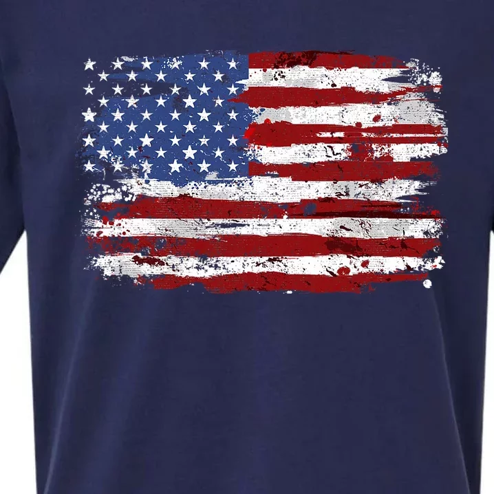 American Flag Usa United States Of America Us 4th Of July Sueded Cloud Jersey T-Shirt