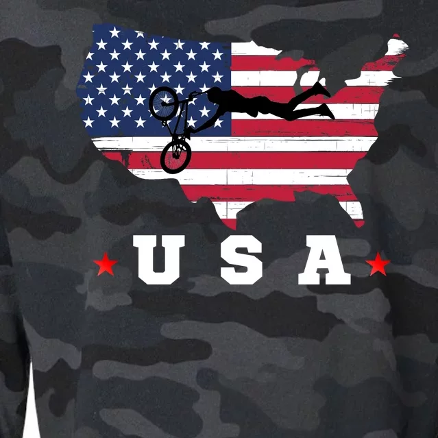 American Flag USA, Patriotic Sports, American Flag BMX Cropped Pullover Crew