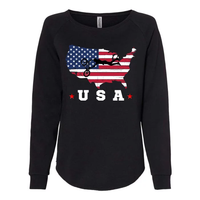 American Flag USA, Patriotic Sports, American Flag BMX Womens California Wash Sweatshirt