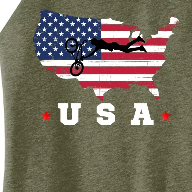 American Flag USA, Patriotic Sports, American Flag BMX Women’s Perfect Tri Rocker Tank